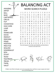 Balancing Act Word Search Puzzle