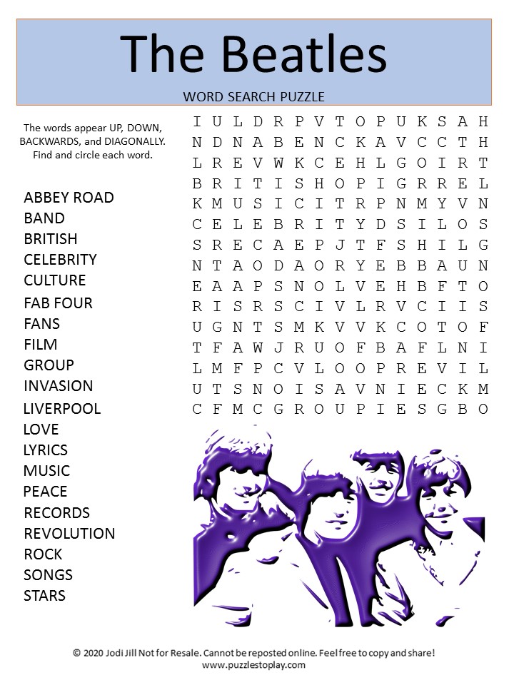 The Beatles Word Search in 2023  The beatles, Beatles party, Digital word