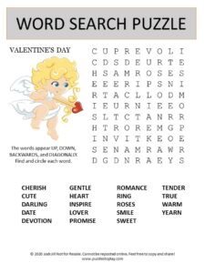 Valentines day word search puzzle