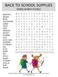 back to school supplies word search puzzle