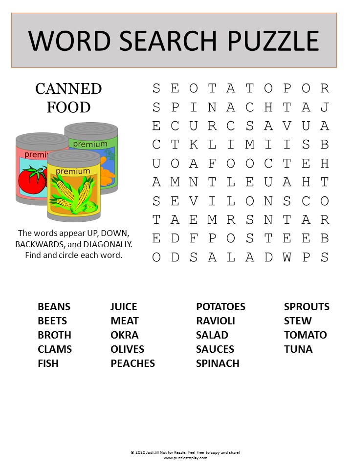 Food word list