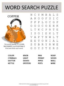 copper word search puzzle