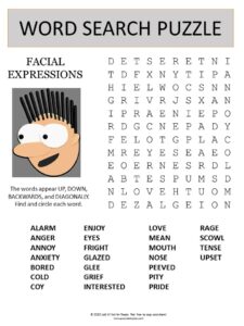 facial expressions word search puzzle photo