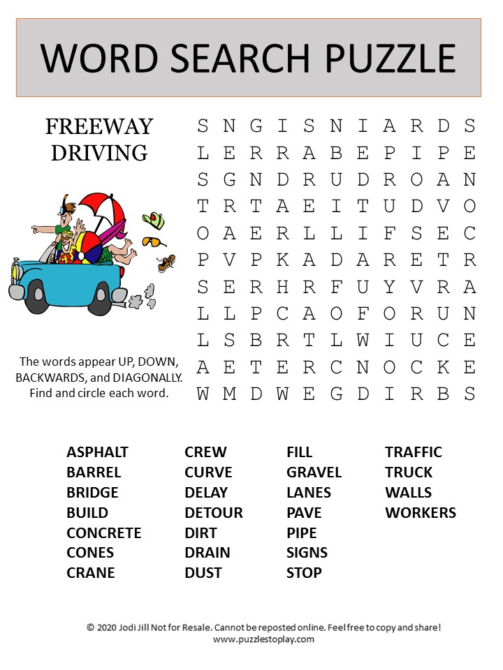 freeway word search puzzle