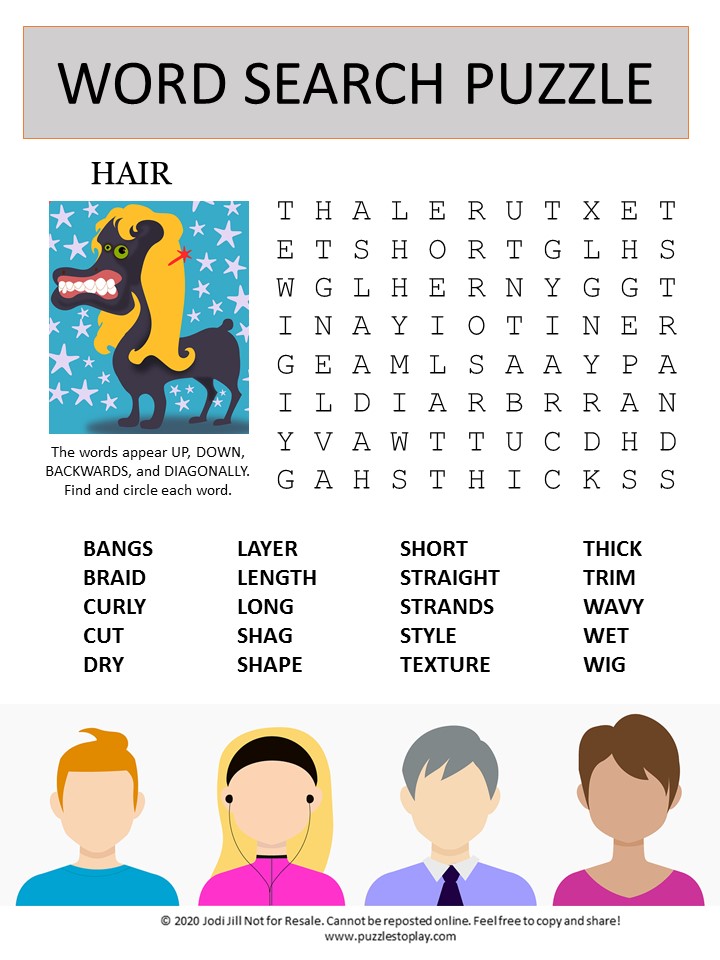 Hair Word Search Puzzle