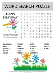 happy birthday word search puzzle