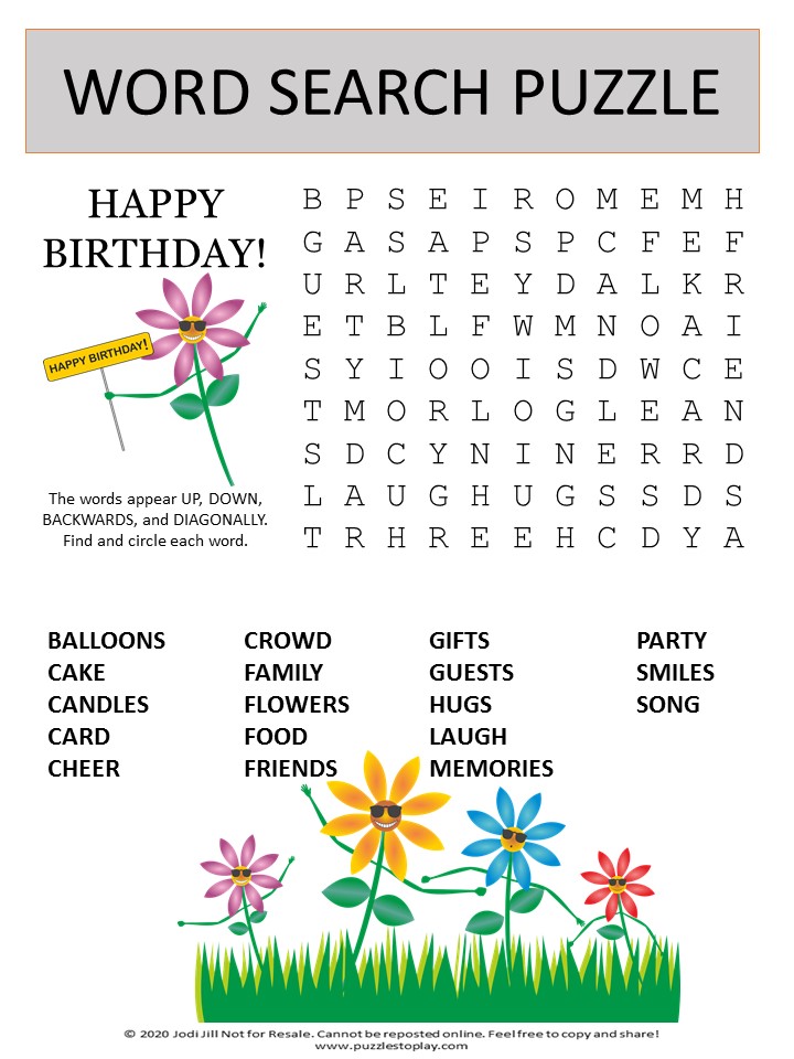 happy birthday word search puzzle puzzles to play