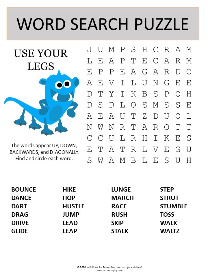 legs word search puzzle