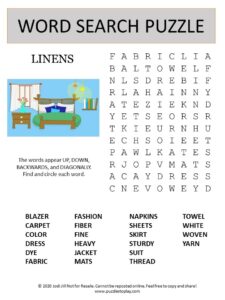 linens word search puzzle