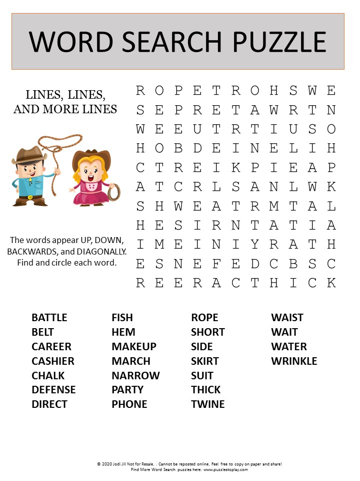 lines word search puzzle