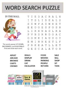 mall word search puzzle