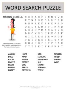 moods word search puzzle