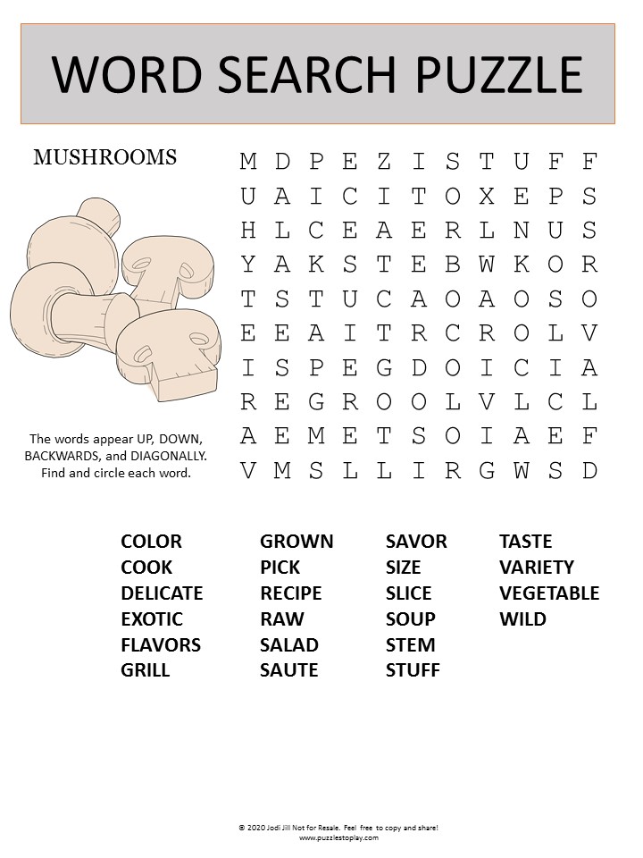 Printable - 10 Word Search Puzzle - Food Groups