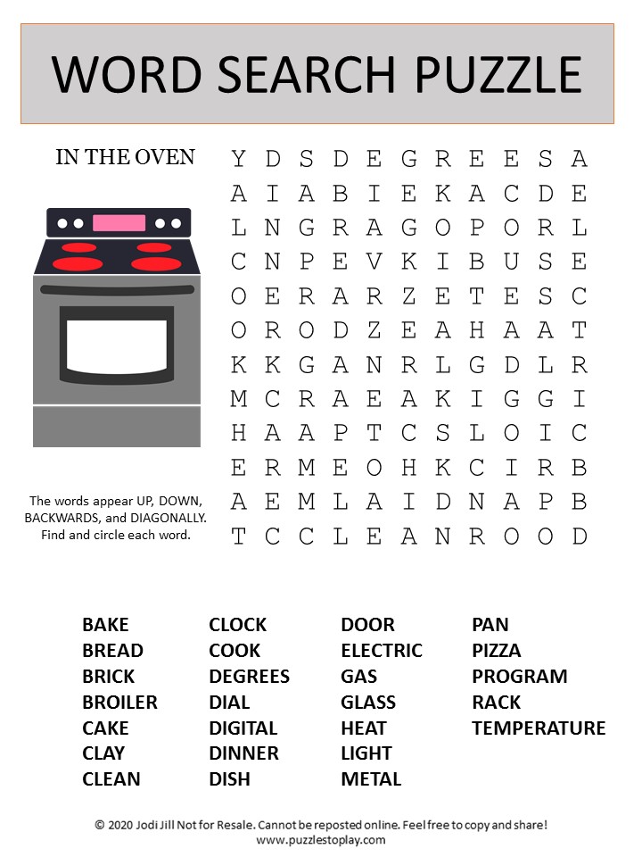oven word search puzzle