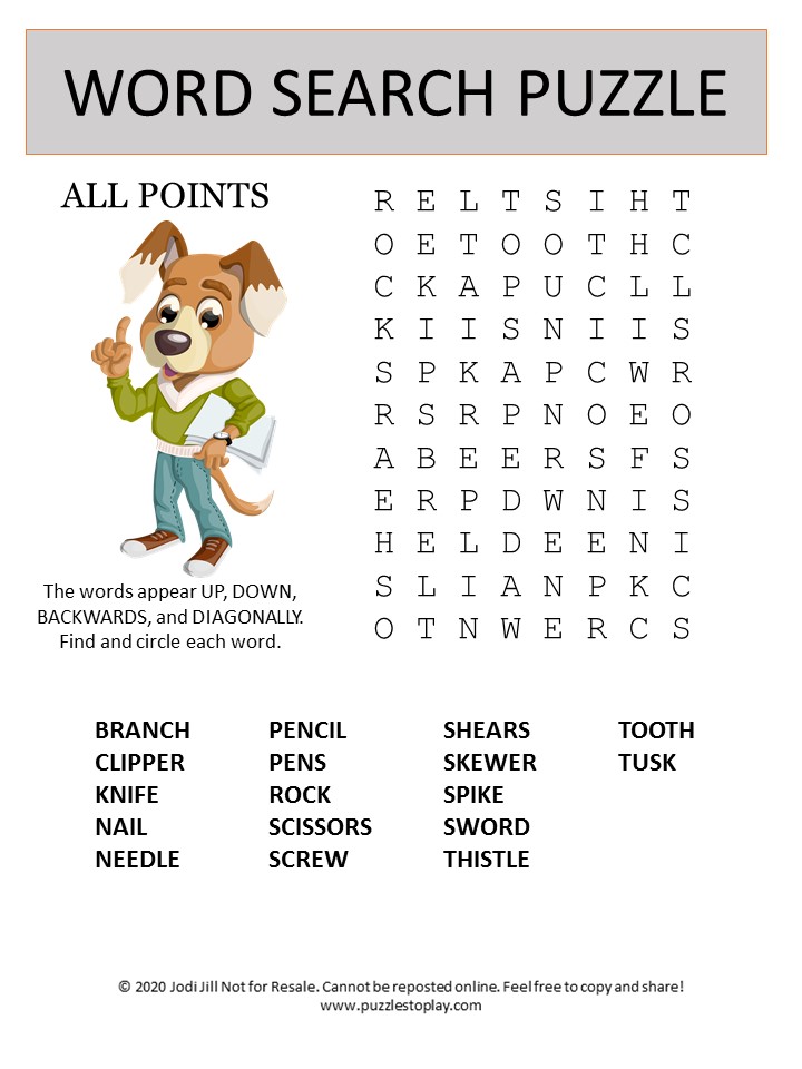 point word search puzzle
