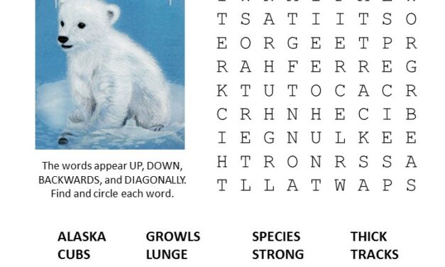 polar bears word search puzzle