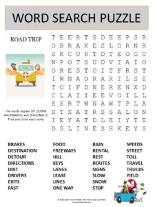 road trip word search puzzle