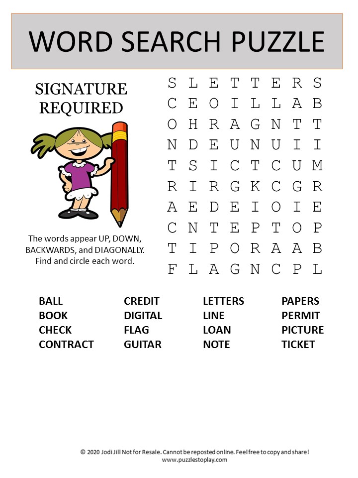 signature word search puzzle
