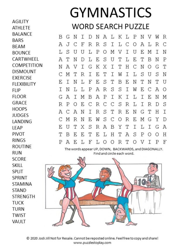 Gymnastics Word Search Puzzle Puzzles To Play