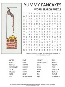 Pancakes word search puzzle