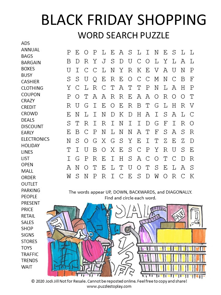 Black Friday Word Search Puzzle - Puzzles to Play