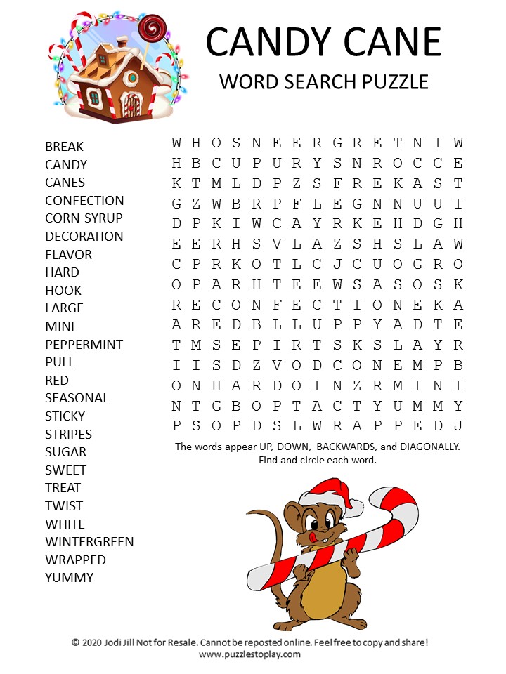 candy cane word search puzzle puzzles to play