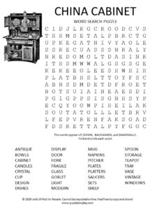 china cabinet word search puzzle