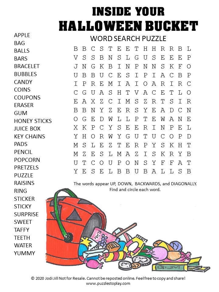 halloween bucket word search puzzle