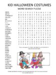 halloween costumes word search puzzle