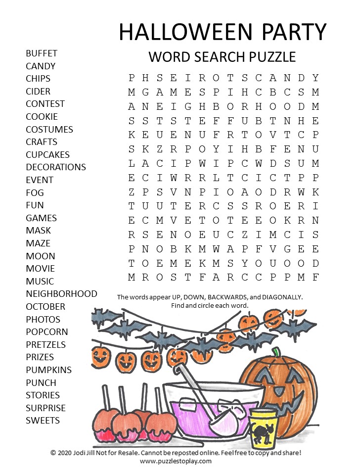 easy halloween word search printable