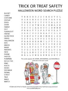 halloween trick or treat word search puzzle
