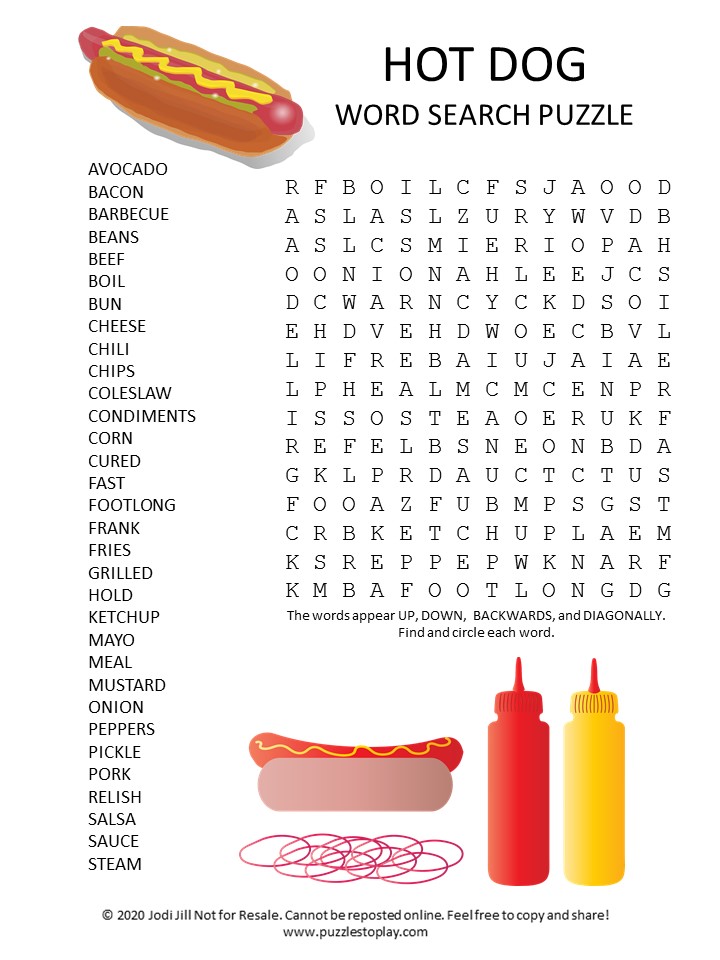 Hot Dog Word Search