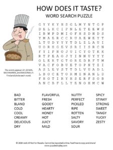 how does it taste word search puzzle