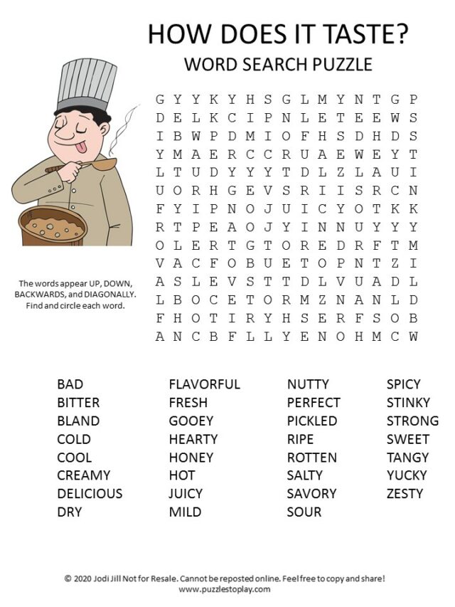 Taste Word Search Puzzle Puzzles To Play