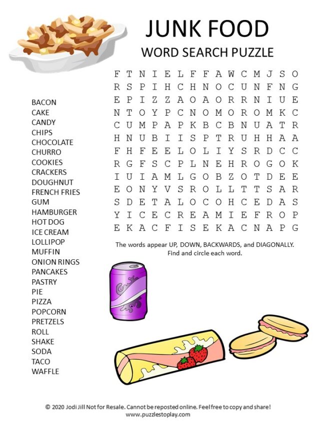 Printable Food Word Search Printable Word Searches