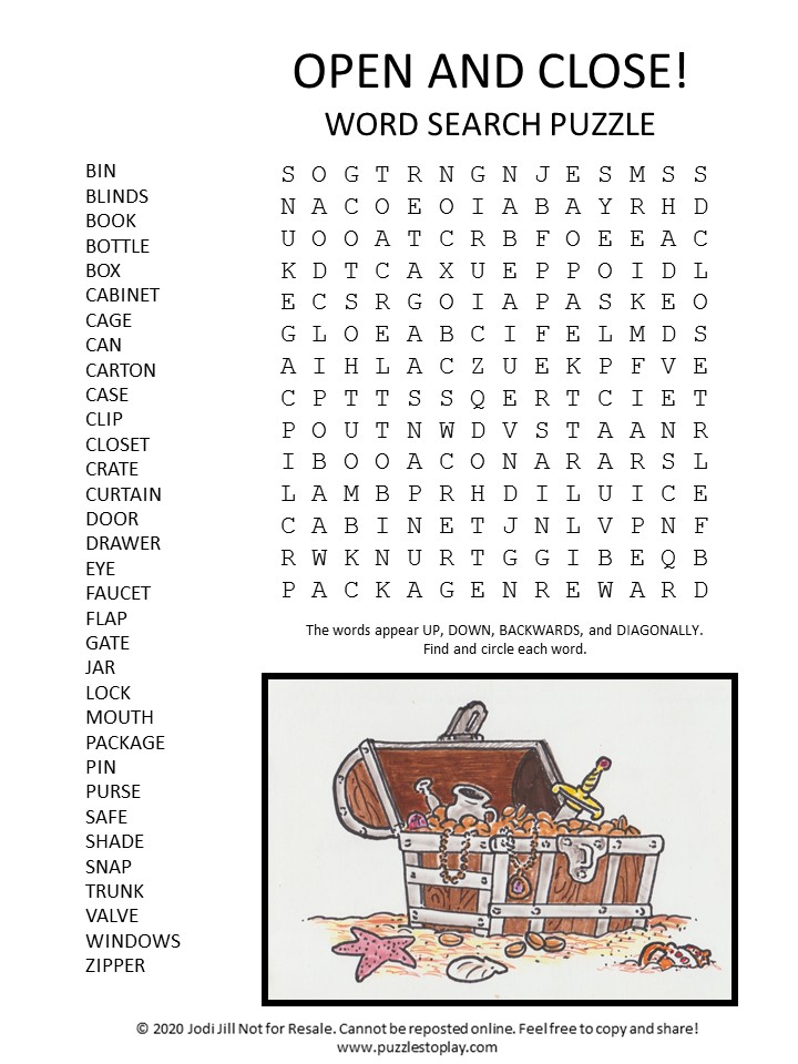 open and close word search puzzle