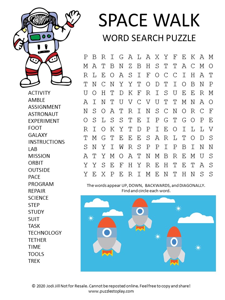 space walk word search puzzle
