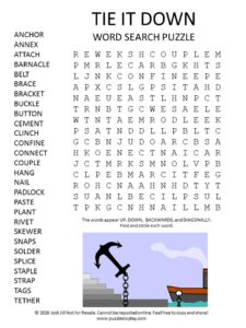 tie it down word search puzzle