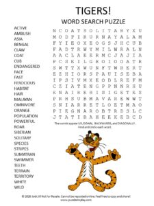 tigers word search puzzle