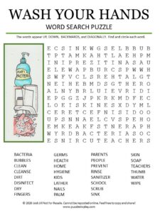 wash your hands word search puzzle