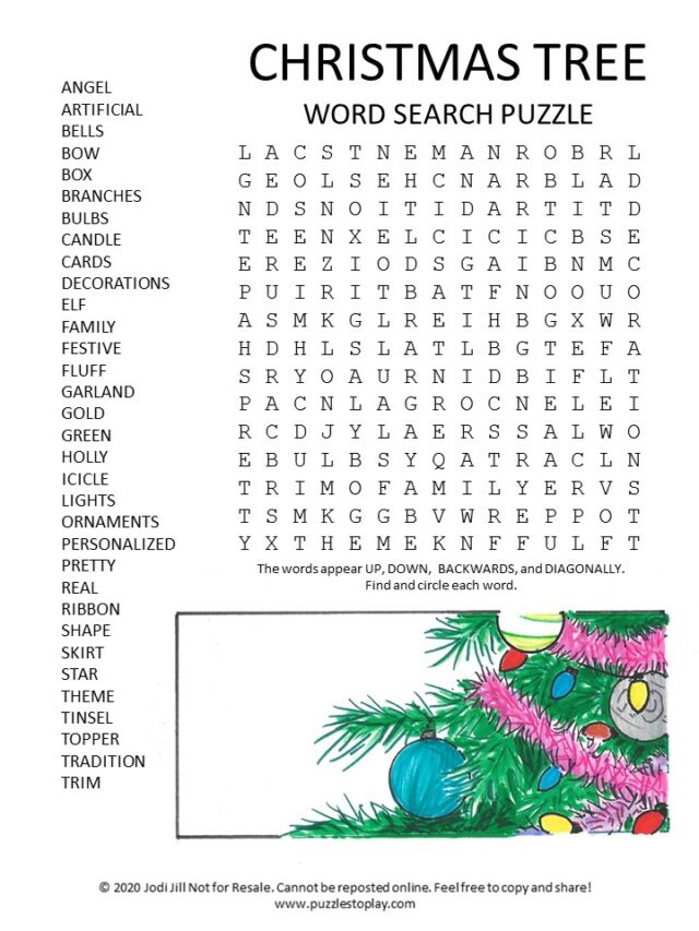 Christmas Tree Word Search Puzzle Puzzles To Play