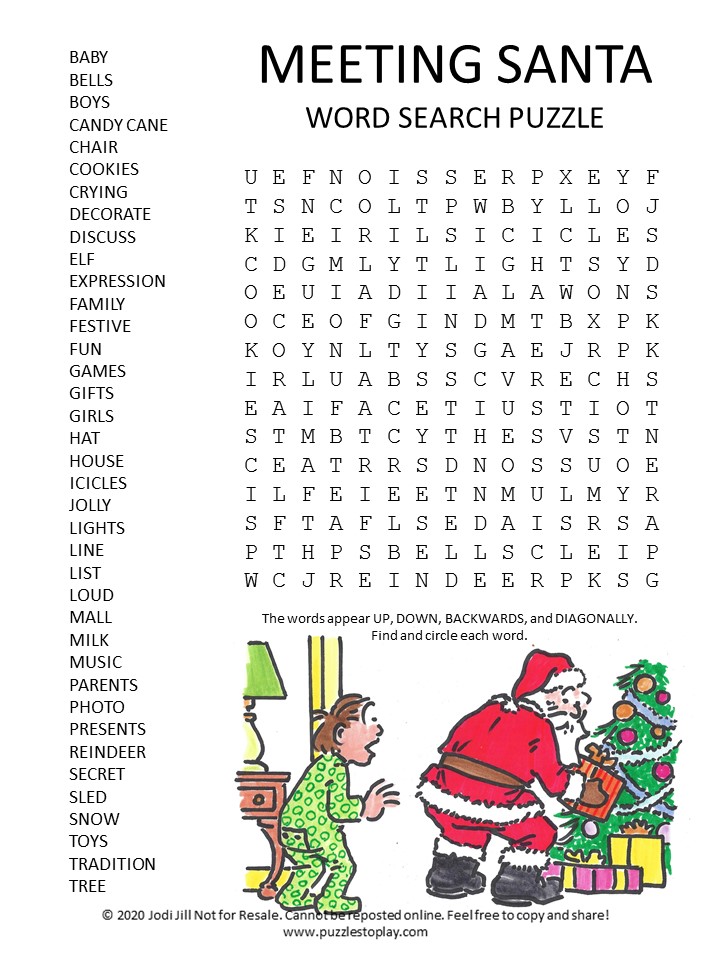 Meeting Santa Word Search Puzzle