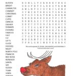 RUDOLF THE RED NOSED REINDEER word search puzzle