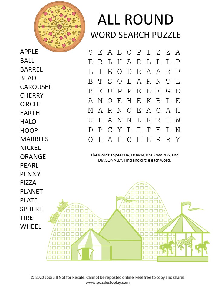 Free Printable Circle A Word Puzzles