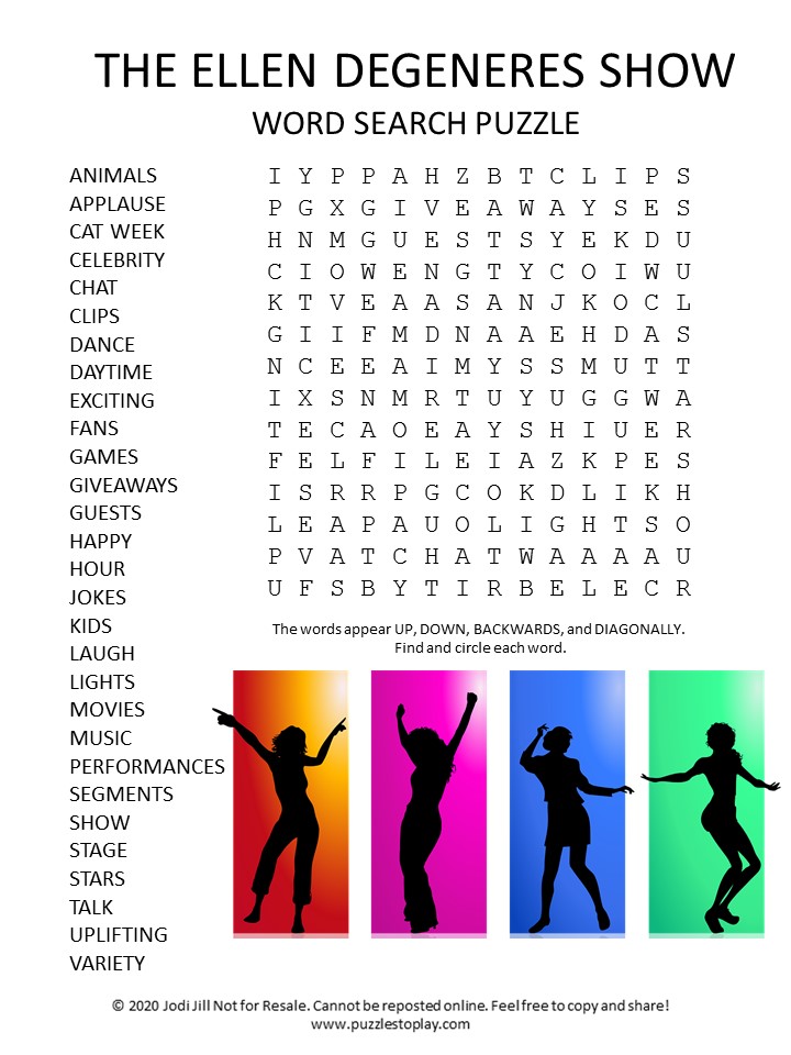 The Ellen Degeneres Show Word Search Puzzle Puzzles To Play