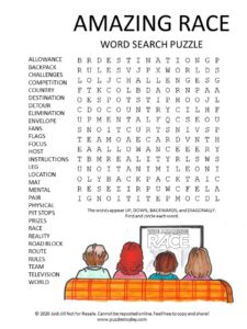 amazing race word search puzzle