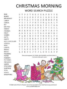 christmas morning word search puzzle