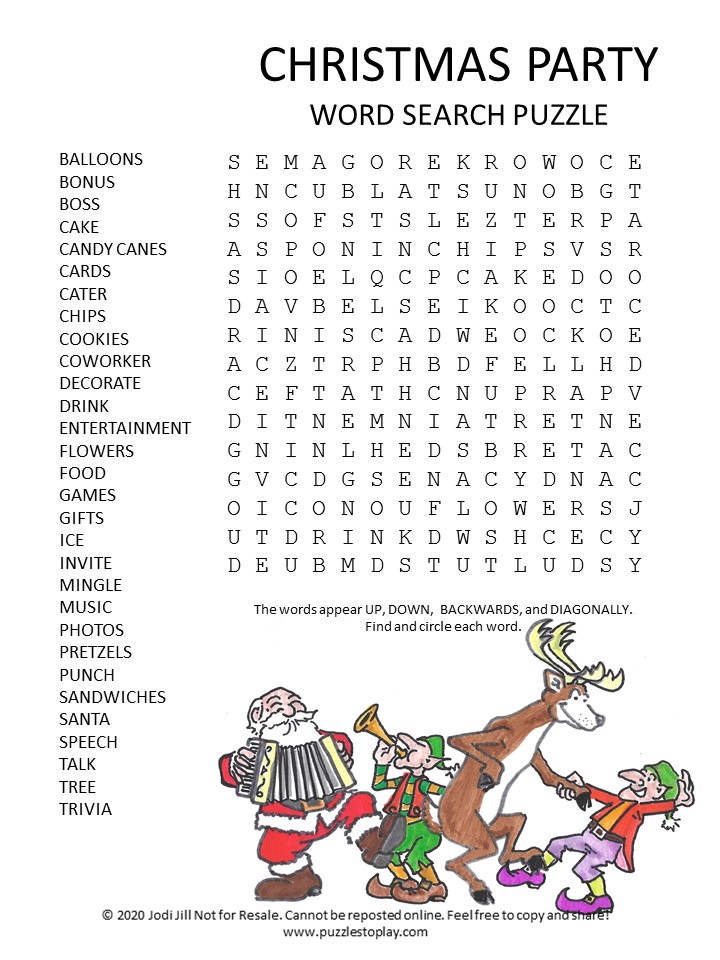 Christmas Party Word Search Puzzle Puzzles to Play