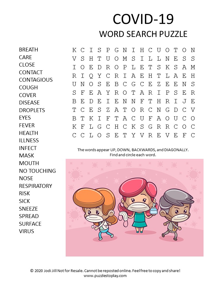 COVID-19 word search puzzle