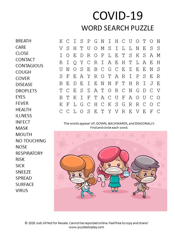 Covid 19 Word Search Printable